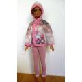 Barbie doll`s hoodie and leggings - dusky pink