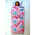 Barbie doll`s sleeping bag - butterfly pink