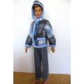 Ken doll`s jeans and hoodie - blue check