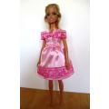 Barbie doll`s party dress - pink shoulder wrap