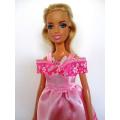 Barbie doll`s party dress - pink shoulder wrap