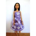 Barbie doll`s party dress - mauve/daisy