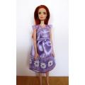 Barbie doll`s party dress - mauve gathered straps