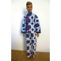 Ken doll`s winter pyjamas - blue square