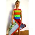 Ken doll`s beach set - red/blue + striped vest