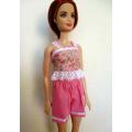 Barbie doll`s shorts and top - tiny pink rose
