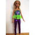 Barbie doll`s three piece party set - purple/green
