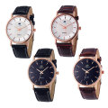Jijia Business Quartz Watch with Double Scales Leather Band for Men