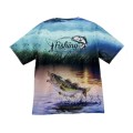 Fishing Pattern 3D Print T-shirt, Men`s Casual Style Stretch Round Neck Tee Shirt. Size M (38)