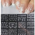 Large Sheet 3D Nail Stickers (White Flower Leaf Lace Design)