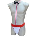 Erotic Waiter Costume Bow Tie Thong - Red (In Stock)