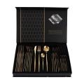 Deluxe Quality Black & Gold Stainless Steel Cutlery 24 Piece Set