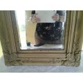 Heavy gold painted in color vintage wooden ornate wall mirror please note