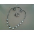 vintage diamante necklace with brooch and earrings combo