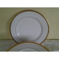 Set of eight mordern made for woolworths white and gold side plates