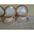 three vintage red and white royal grafton porcelain tea cups trios