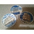 three decorative collectable porcelain  ship scene porcelain wall plates