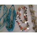 Assorted lot of beaded costume necklaces mostly in the shades of blue