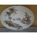 A stunning vintage porcelain oval serving platter by Johnson brothers the old milll