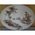 A stunning vintage porcelain oval serving platter by Johnson brothers the old milll