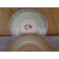 A stunning lot of pastel green with floarl pattern vintage Burleigh side plates
