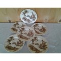 five vintage old mill scene Johnson brothers porcelain side plates