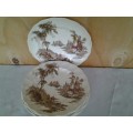 A set of six vintage old mill scene Johnson brothers porcelain dinner plates