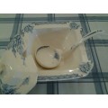 small little blue and white vintage porcelain John Maddock and sons little sauce dish please note
