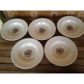 five stunning vintage Cowway china soup bowls