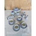 Blue and white oriental style tea set