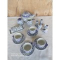 Blue and white oriental style tea set
