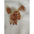 Crystal brooch and clip on earrings