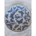 Large blue and white decorative butterfly wall plate