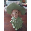 Nice half head green porcelain lady doll