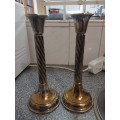 A pair of sliver plated candle sticks