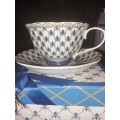 Boxed procelain tea cup and saucer duo
