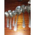 A lot of shell shaped spoons and serving sooons