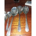 A lot of shell shaped spoons and serving sooons