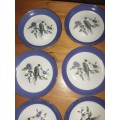 6 nice pheasant scene procelain saucers