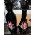 Two floarl glass vases