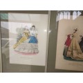 A set of three Victorian prints behind