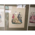 A set of three Victorian prints behind