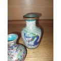 Two small closionne vases