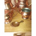 Copper plated tea ..coffee pot milk and sugar