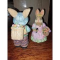 A pair of cute modern rabbit ornaments