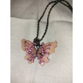 Pretty pink costume butterfly pendant on chain