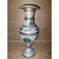Brass and enamel vase