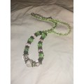 Green and floarl beaded necklace