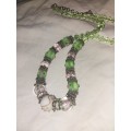 Green and floarl beaded necklace