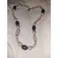 Pretty pink stone beaded necklace